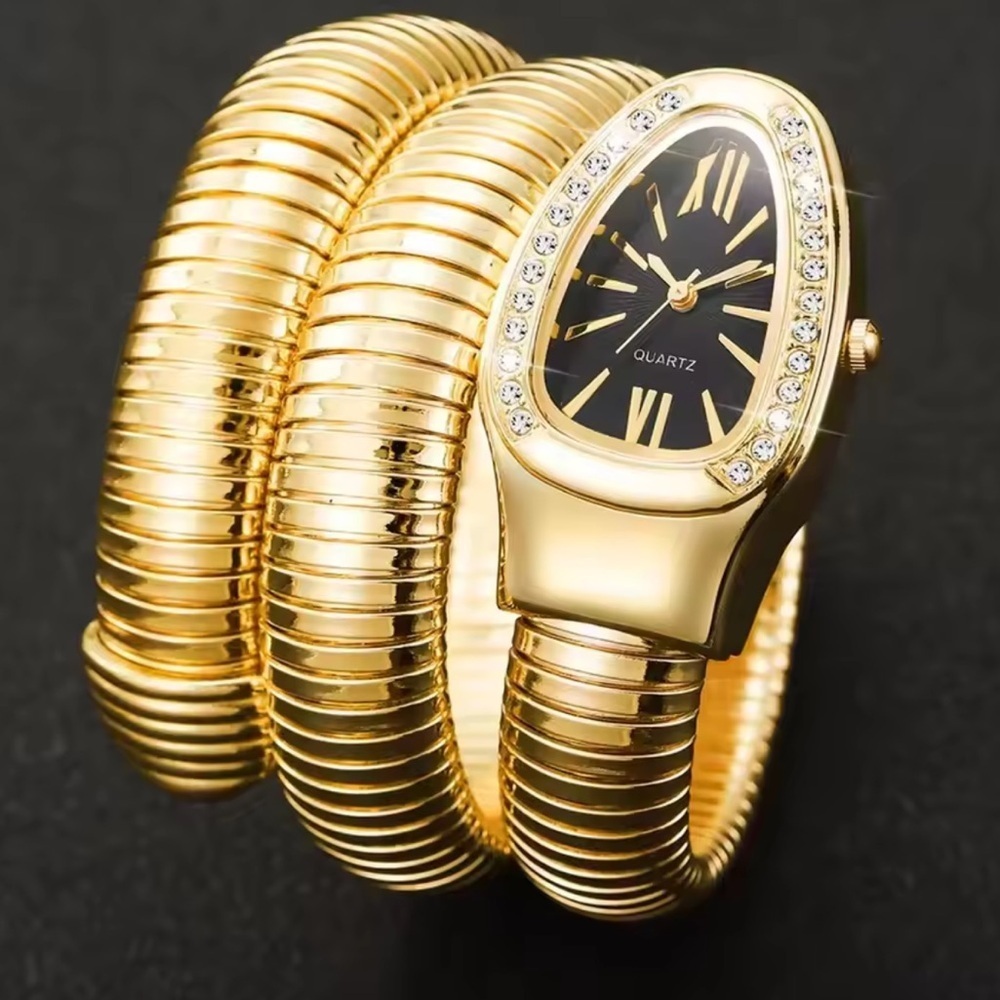 Serpenti Gold Snake Black Dial Wrap Watch - Picture 4 of 4
